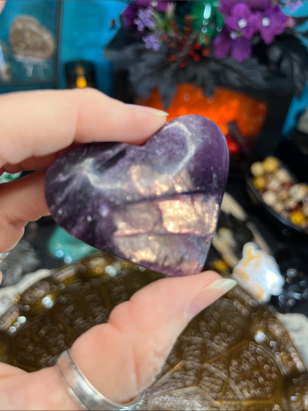 Gem lepidolite heart